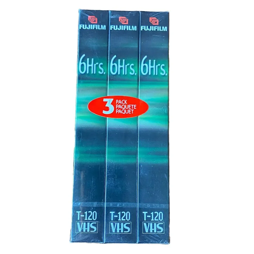 Fujifilm HQ High Quality VHS Blank Tape T-120 6 Hour New Sealed Pack Of 3
